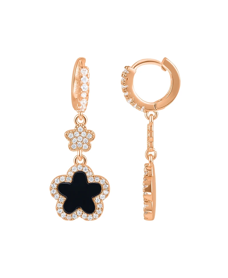 Adornia Gold Cubic Zirconia White Clover Earrings