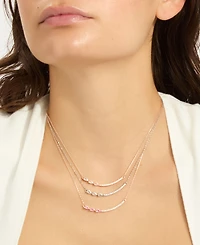 Adornia Adjustable Crystal Curved Bar Pink Cultivated Pearl Necklace