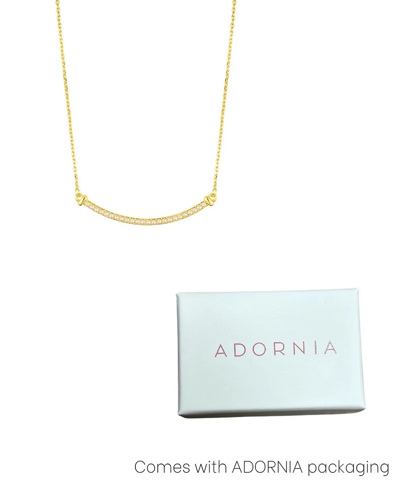 Adornia Gold Adjustable Faux Cultivated Pearl Curved Bar Necklace