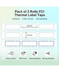 Nelko P21 Genuine Adhesive Pattern with Border Label Paper 14x40mm (0.55"x1.57") 180 Labels/Roll, 3 Roll, for Home Office School Organization, Gift fo