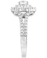 Diamond Double Halo Split Shank Engagement Ring (1-1/2 ct. t.w.) in 14k White Gold