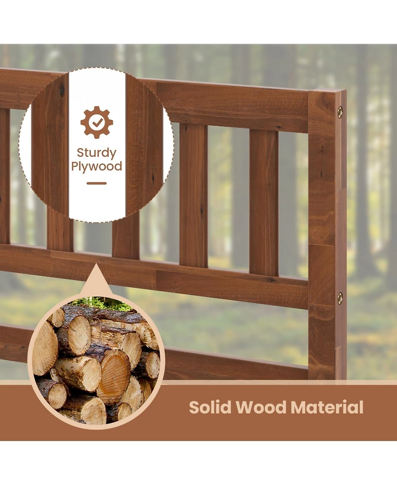 Queen Wood Bed Frame with Headboard and Slat Support-Queen