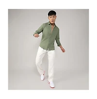 Men's Pistachio Green Textured Micro Buffalo Check Shirt