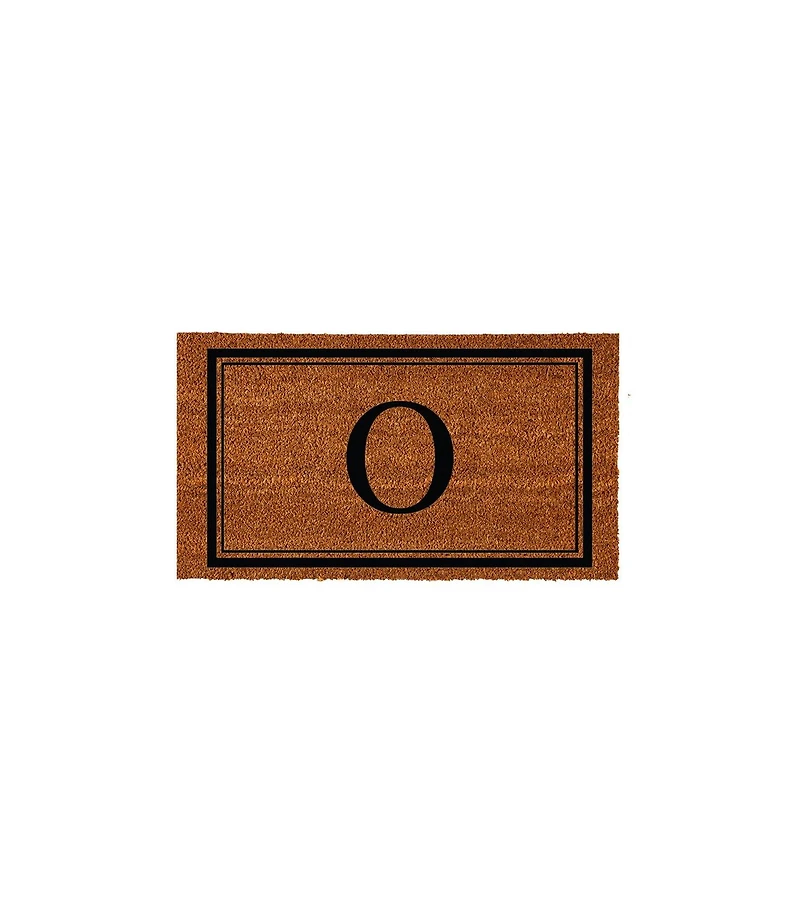 Evergreen Monogram Indoor Outdoor 100% Natural Coir Doormat 28" x 16" | Letter "O"