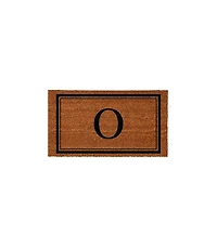 Evergreen Monogram Indoor Outdoor 100% Natural Coir Doormat 28" x 16" | Letter "O"