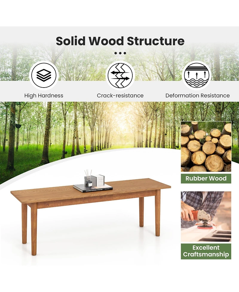 Sugift Solid Wood Dining Bench Entryway Bench with Rubber Wood Legs