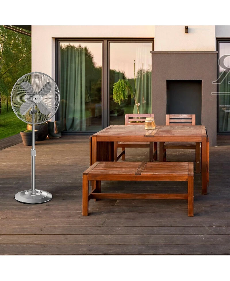 Sugift 18 Inch Metal Adjustable Oscillating Pedestal Fan