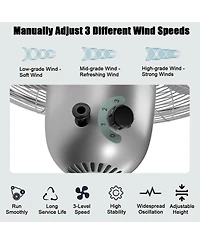 Sugift 18 Inch Metal Adjustable Oscillating Pedestal Fan