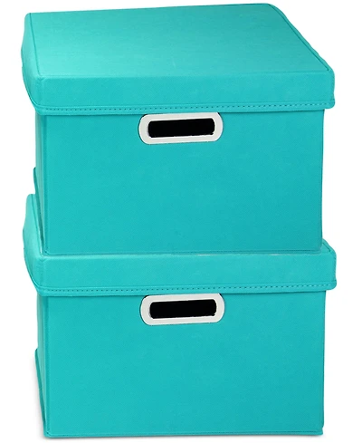 Household Essentials Storage Bins with Lids and Chromed Grommet Handles