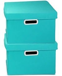 Household Essentials Storage Bins with Lids and Chromed Grommet Handles