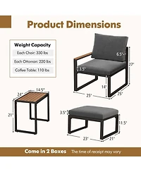 Costway 5 Pcs Patio Furniture Set with Soft Cushions Space Saving Design