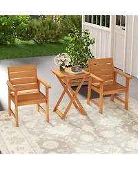 20 Inch Hardwood Patio Folding Table with Slatted Tabletop