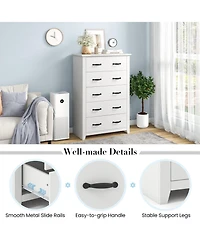 Tall Storage Dresser with 5 Pull-out Drawers for Bedroom Living Room-Walnut