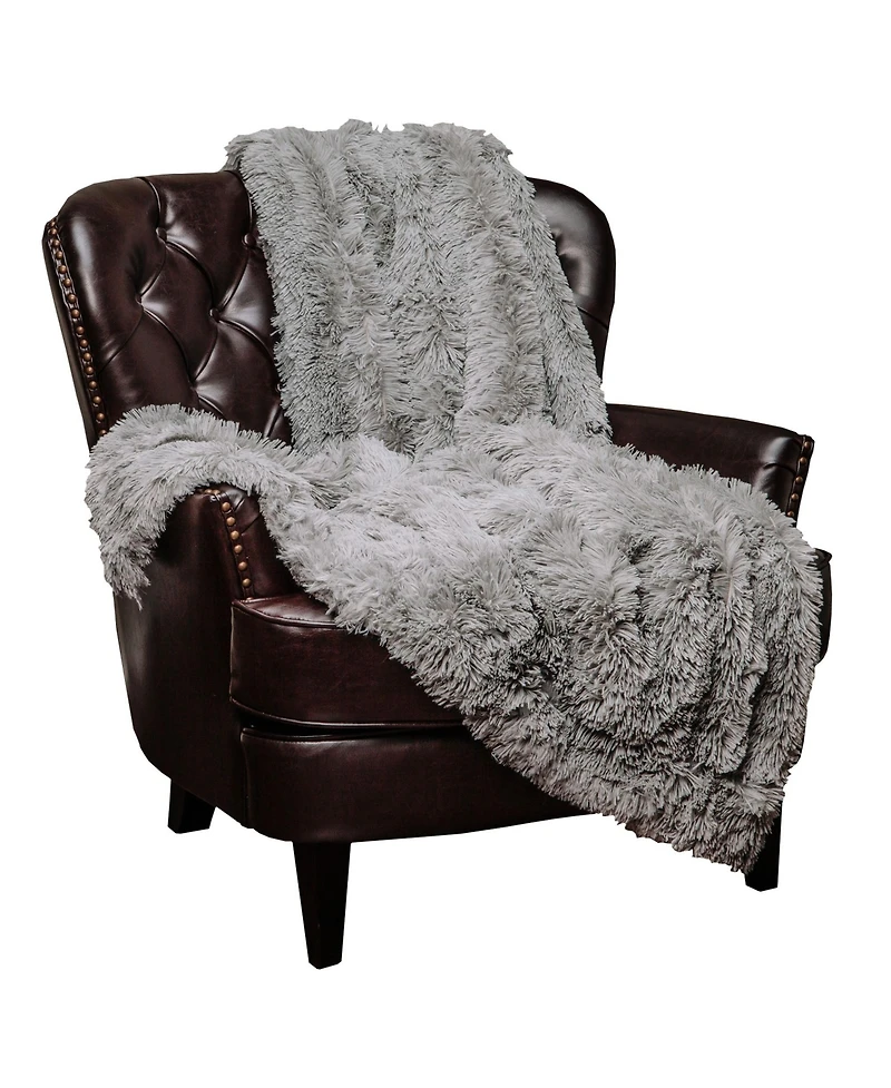 Chanasya Premium Solid Faux Long Fur Throw Blanket - Soft, Fuzzy For Bed or Couch 60" x 70" Aubergine