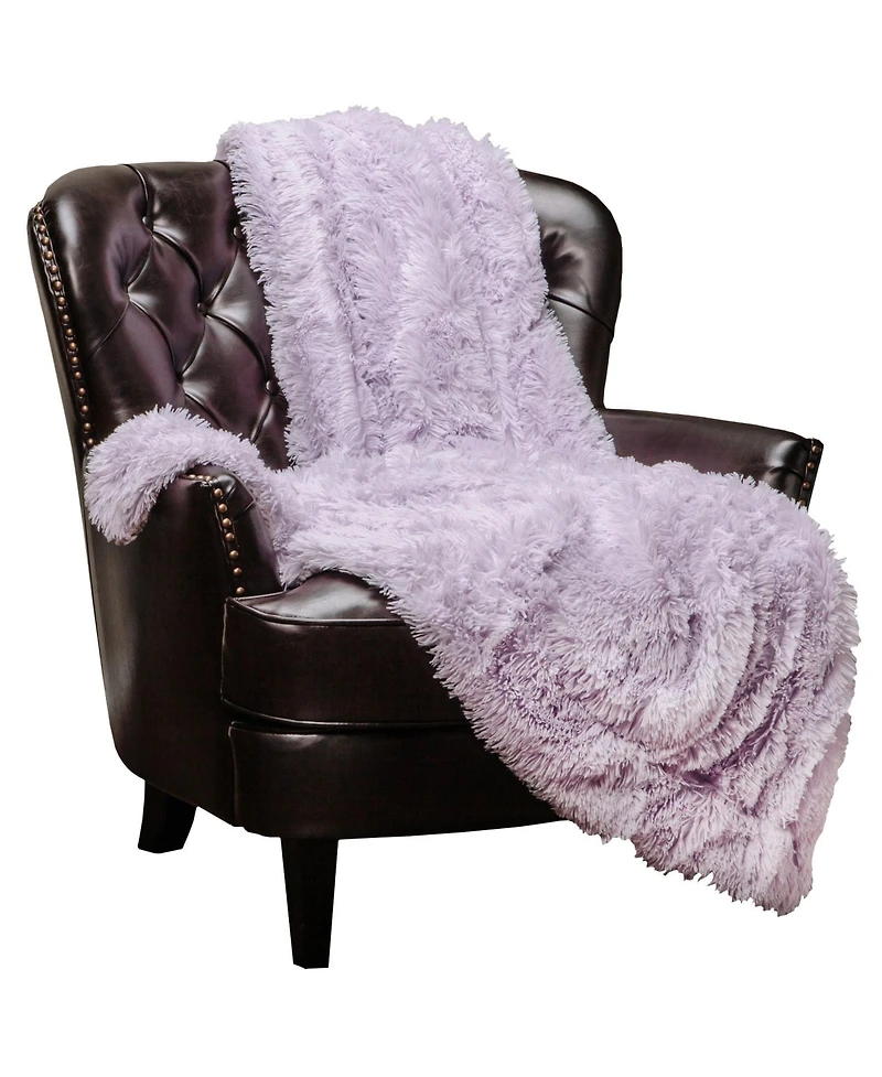 Chanasya Premium Solid Faux Long Fur Throw Blanket - Soft, Fuzzy For Bed or Couch 60" x 70" Aubergine