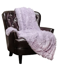 Chanasya Premium Solid Faux Long Fur Throw Blanket - Soft, Fuzzy For Bed or Couch 60" x 70" Aubergine