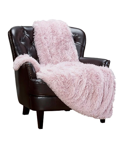 Chanasya Premium Solid Faux Long Fur Throw Blanket - Soft, Fuzzy For Bed or Couch 60" x 70" Aubergine