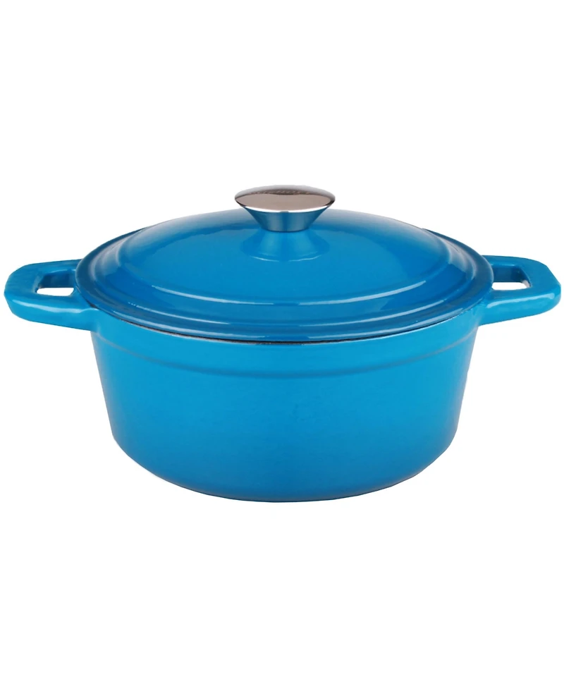 BergHOFF Neo 5pc Cast Iron Cookware Set with Slotted Steak Press, Blue