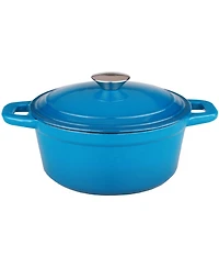 BergHOFF Neo 5pc Cast Iron Cookware Set with Slotted Steak Press, Blue
