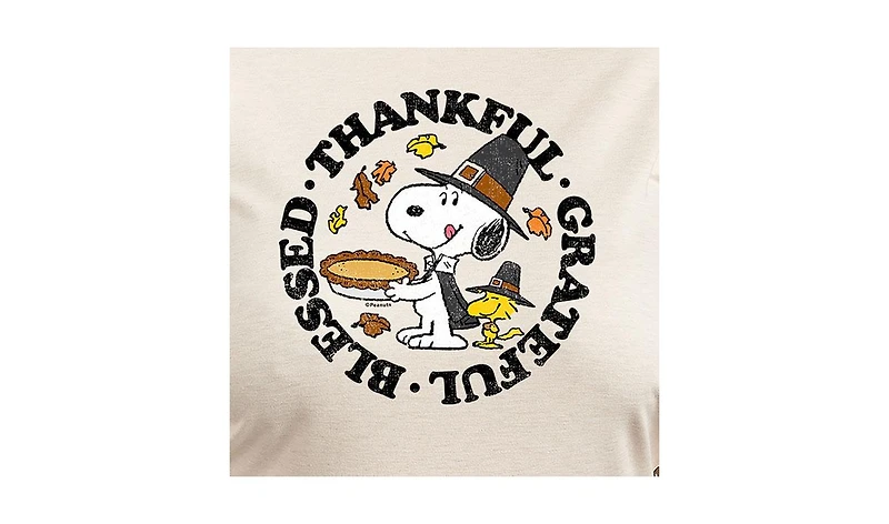 Hybrid Apparel Plus Size Peanuts Thankful Graphic Pullover T-shirt