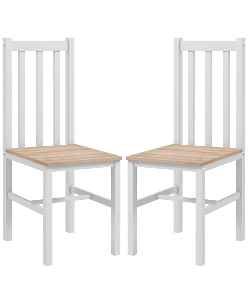 Homcom Farmhouse Armless Dining Chairs, Set of 2 with Slat Back, White