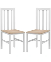 Homcom Farmhouse Armless Dining Chairs, Set of 2 with Slat Back, White