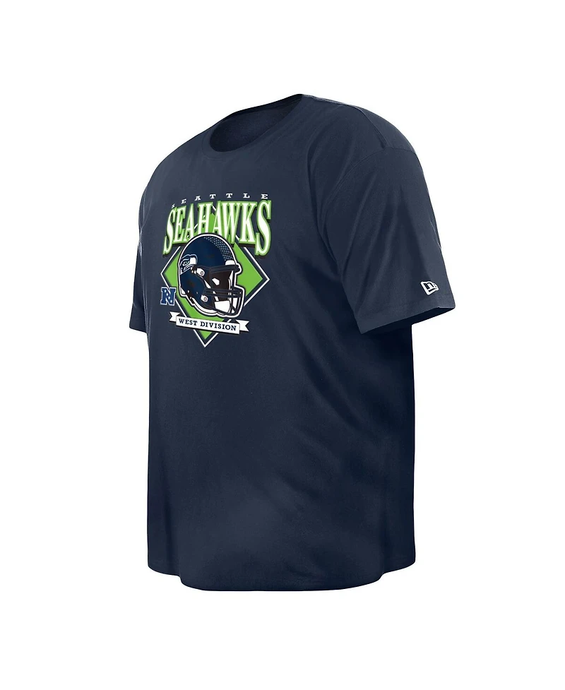 New Era Men's College Navy Seattle Seahawks Big Tall Helmet T-Shirt