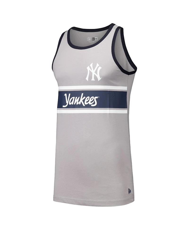 New Era Men's Gray York Yankees Jersey Ringer Tank Top
