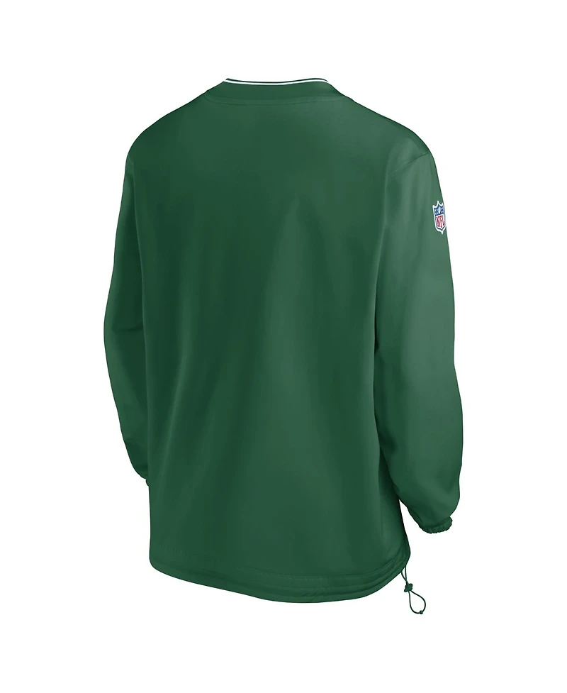 Nike Men's Kelly Green New York Jets Throwback Logo Long-Sleeve V-Neck Wind shirt