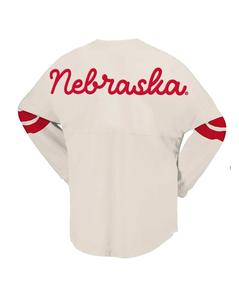 Spirit Jersey Women's Cream Nebraska Huskers Oversized T-Shirt