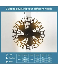 5 Blades Enclosed Ceiling Fan with Light and Remote Control-Black