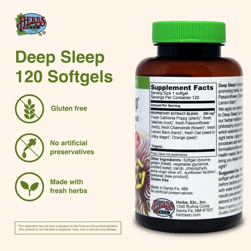 Trace Minerals Deep Sleep Herbal Sleep Aid: 120-Count Bottle of Softgels
