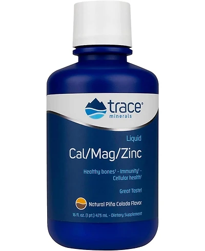 Trace Minerals Liquid Cal/Mag/Zinc - Dietary Supplement with Zinc, Calcium & Magnesium - Liquid Mineral Supplement for Heart & Bone Health