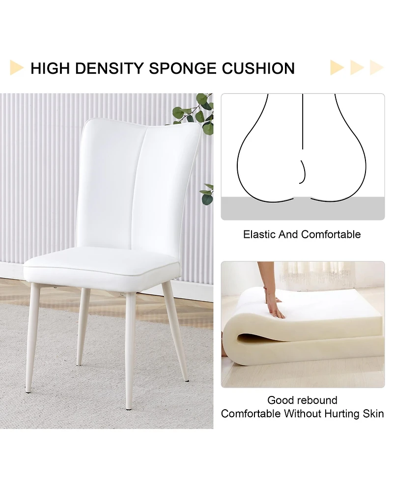 White Modern Minimalist Dining Chairs (Set of 2)