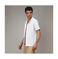 Men's Chalk White Creased-Check Shirt