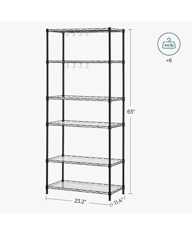 6-Tier Metal Storage Shelf Durable and Versatile Organizer for Home or Office