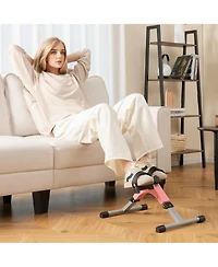 Under Desk Exercise Bike Pedal Exerciser with Lcd Display for Legs & Arms Workout Pink