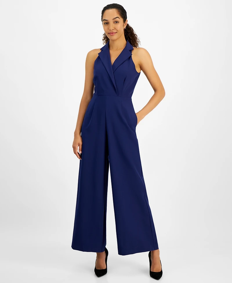 julia jordan Women's Notched-Collar Jumpsuit
