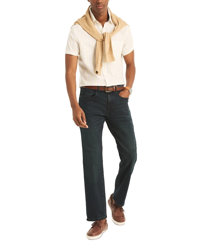 Nautica Men's Short Sleeve Button Front Striped Shirt