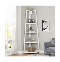 Tribesigns 5 Tier Corner Bookshelf and Bookcase, 70 inch Tall Corner Shelves Standing Shelving Unit Indoor Plant Stand for Living Room, Kitchen, Home