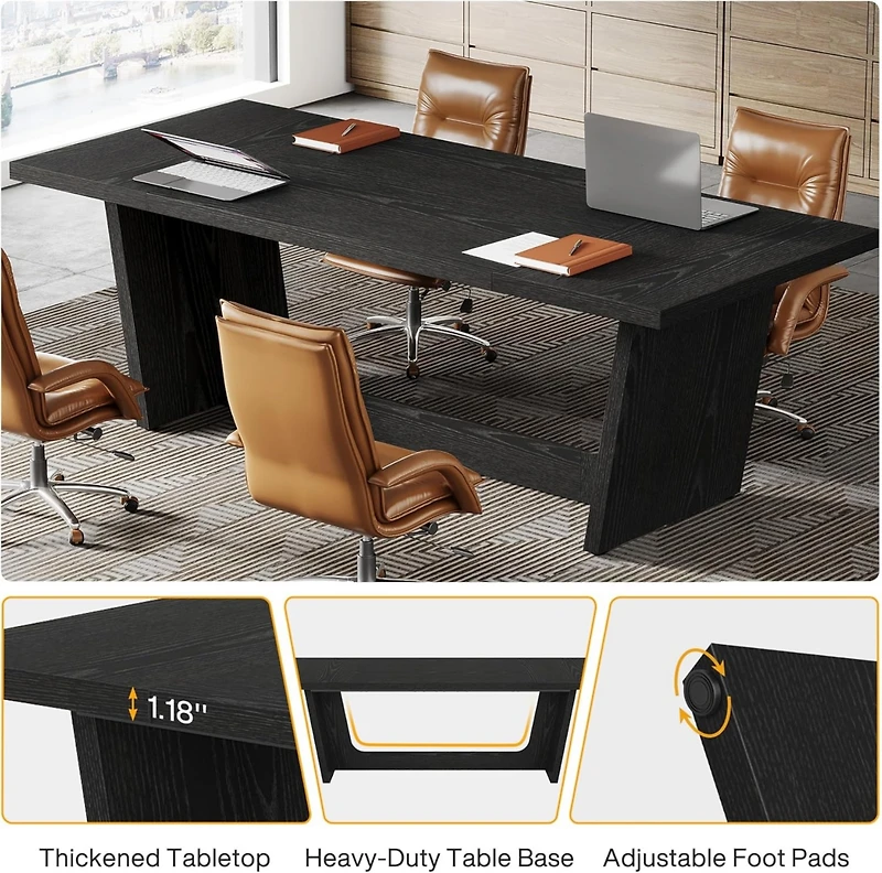 Tribesigns 17.7FT Conference Room Table: Large Rectangular Meeting Seminar Table for 16-20 People, Wood Long Training Table with Heavy-Duty Frame, Bus