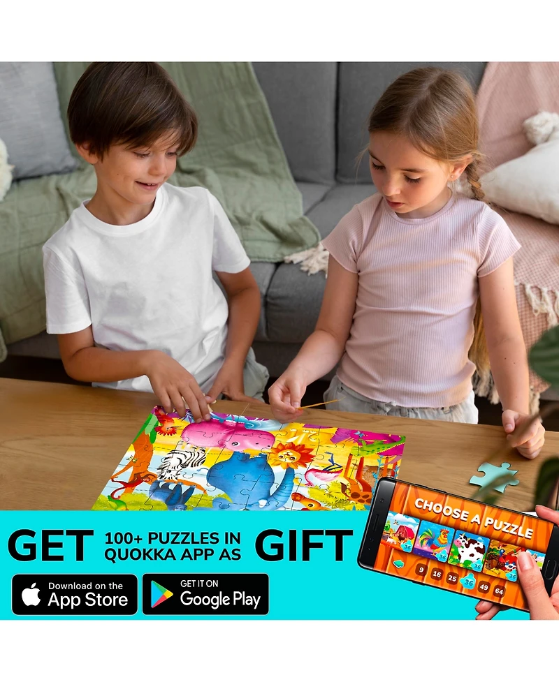 Quokka 4 x 30 Pieces Jigsaw Puzzles for Toddlers 3-5 - Dinosaur, Animals, Meadow Girls