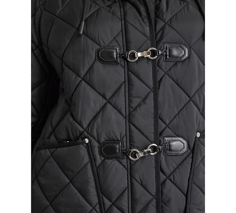 Dkny Plus Hooded Toggle-Front Quilted Coat