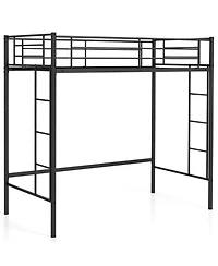 Twin Size Loft Bed Heavy Duty Metal Loft Bed Frame with Safety Guardrail