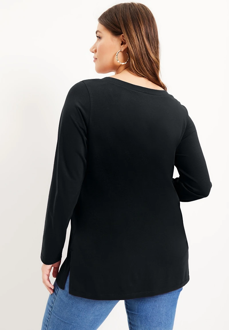 June + Vie Women's Long-Sleeve V-Neck One Only Tunic