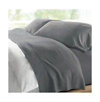 Cariloha Retreat 4-Piece Sateen Sheet Set | Laguna Blue | Split King | Lyocell Material | Breathable, Corner Straps, Extra soft & Cooling