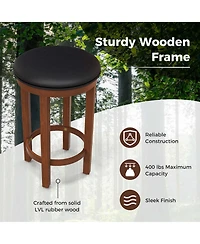 Bar Stools Set of 2 Counter Height with Round Seat & Footrest for Kitchen