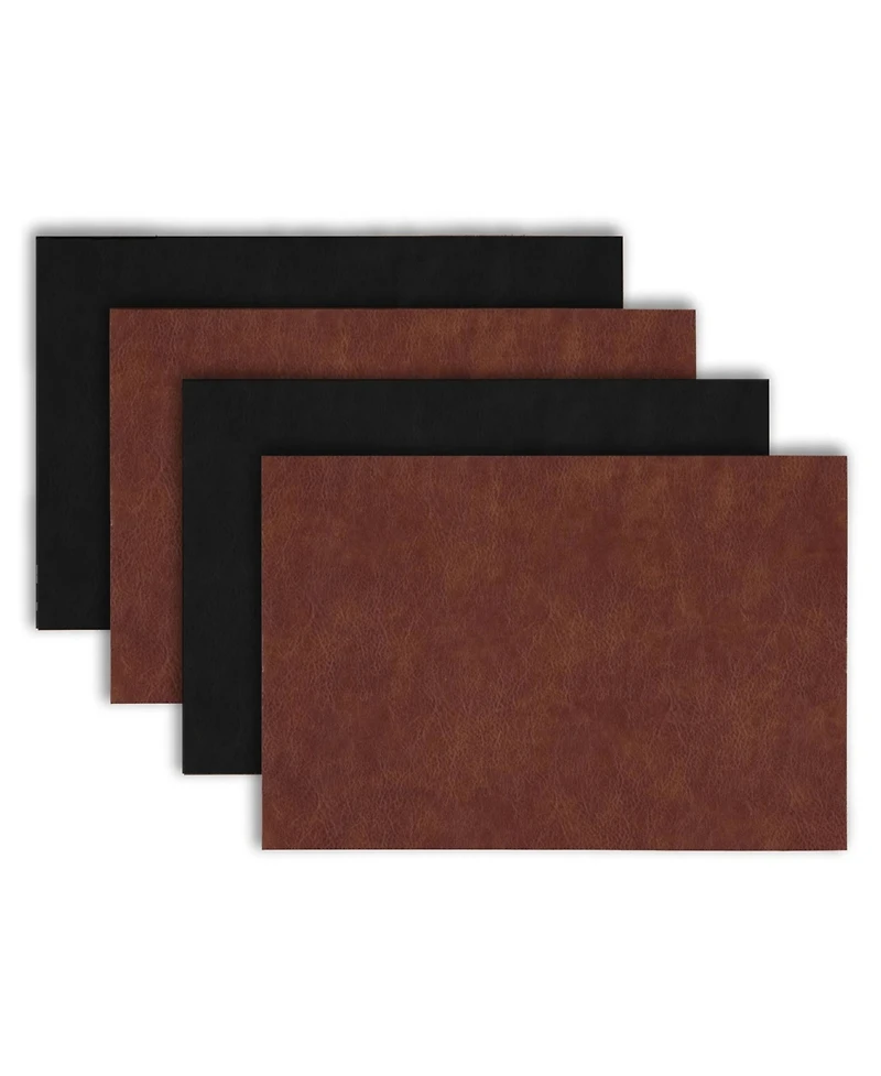 Dainty Home Florence Ivory and Taupe Reversible Leather Wipe Clean Placemat 12" x 18" Rectangular Placemats Set of 4