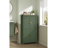 Bathroom Floor Cabinet with Adjustable Shelves for Towels and Toiletries