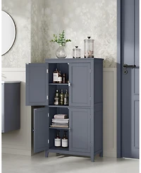 Bathroom Floor Cabinet with Adjustable Shelves for Towels and Toiletries